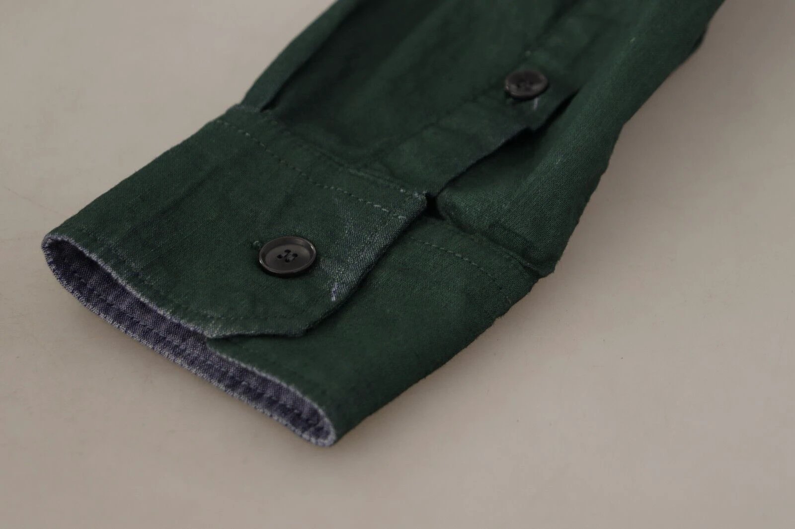 Dolce & Gabbana Dark Green Button Down Long Sleeves Shirt by Dolce & Gabbana