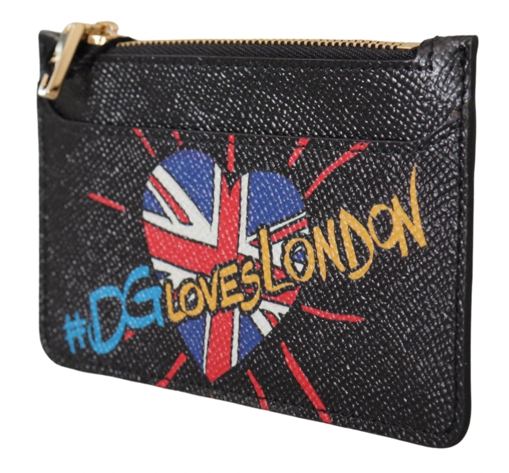 Dolce & Gabbana Black Leather #DGLovesLondon Women Cardholder Coin Case Wallet by Dolce & Gabbana