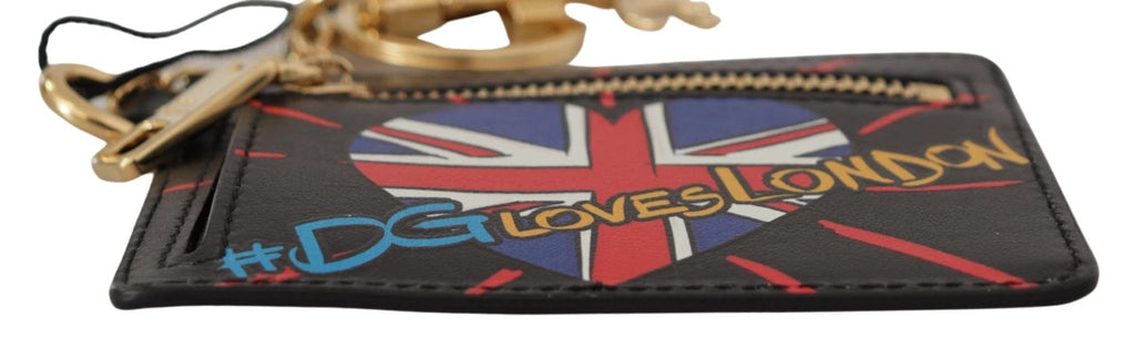 Dolce & Gabbana Black Leather #DGLovesLondon Keyring Cardholder Coin Case by Dolce & Gabbana