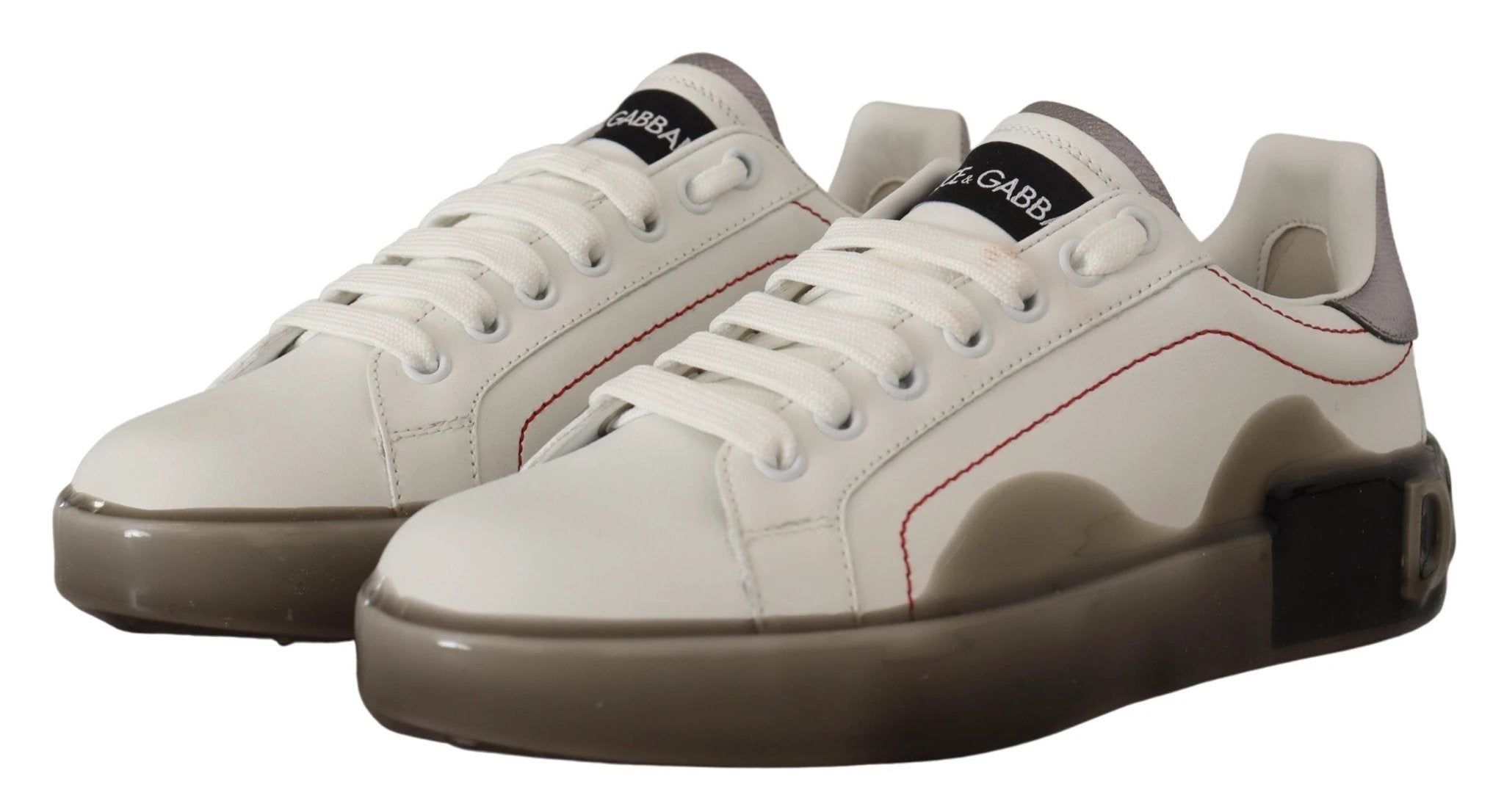 Dolce & Gabbana White Leather Shoes Womens Logo Portofino Sneakers by Dolce & Gabbana