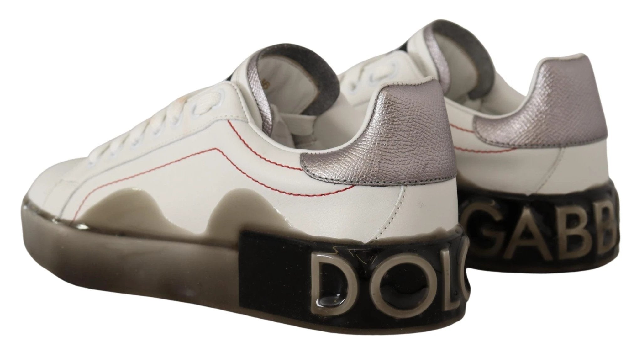 Dolce & Gabbana White Leather Shoes Womens Logo Portofino Sneakers by Dolce & Gabbana