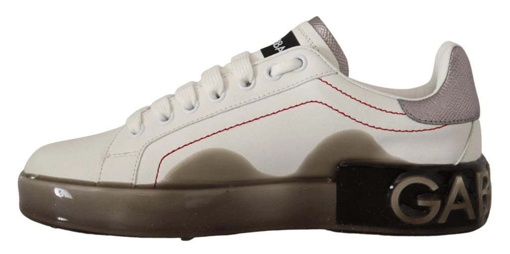 Dolce & Gabbana White Leather Shoes Womens Logo Portofino Sneakers by Dolce & Gabbana