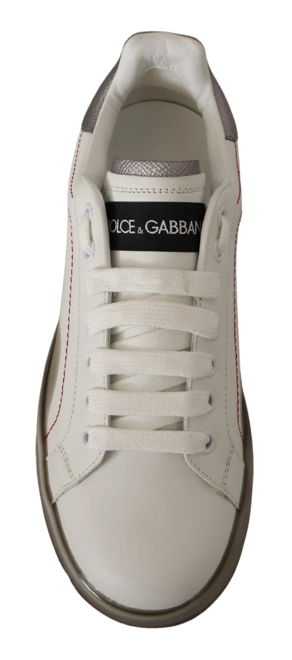 Dolce & Gabbana White Leather Shoes Womens Logo Portofino Sneakers by Dolce & Gabbana