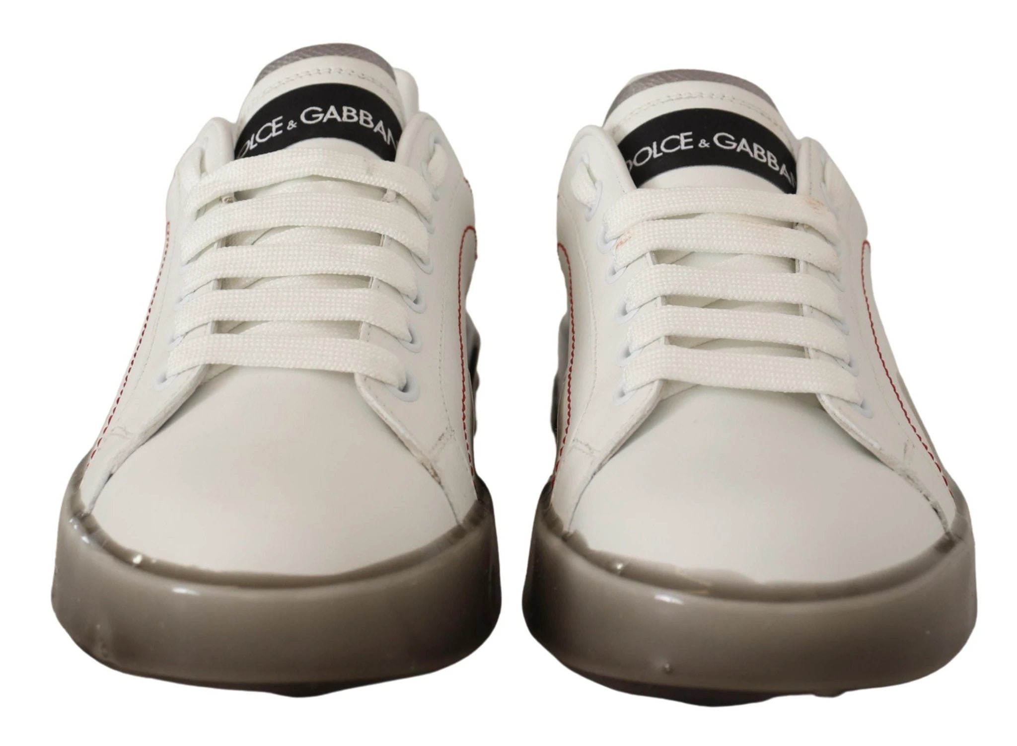 Dolce & Gabbana White Leather Shoes Womens Logo Portofino Sneakers by Dolce & Gabbana