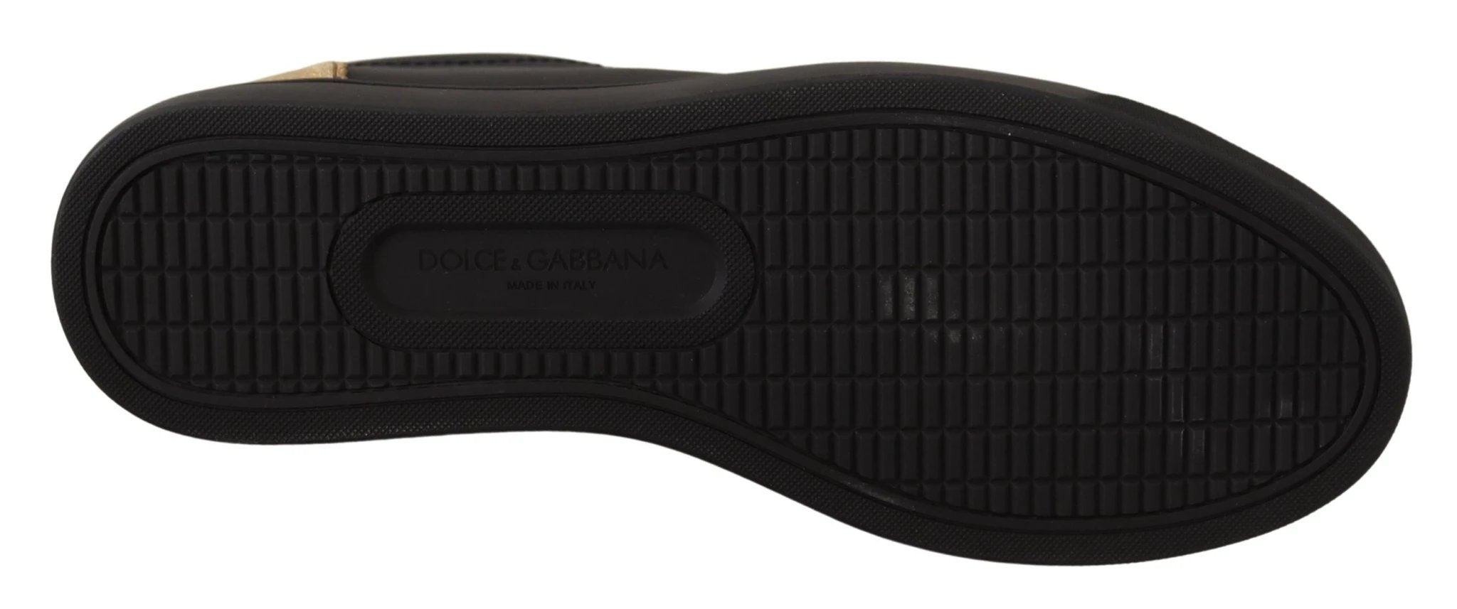 Dolce & Gabbana Black Gold Leather Low Top Sneakers Womens Shoes by Dolce & Gabbana