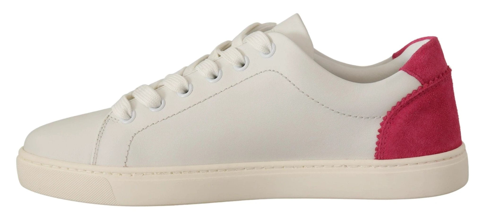 Dolce & Gabbana White Pink Leather Low Top Sneakers Womens Shoes by Dolce & Gabbana