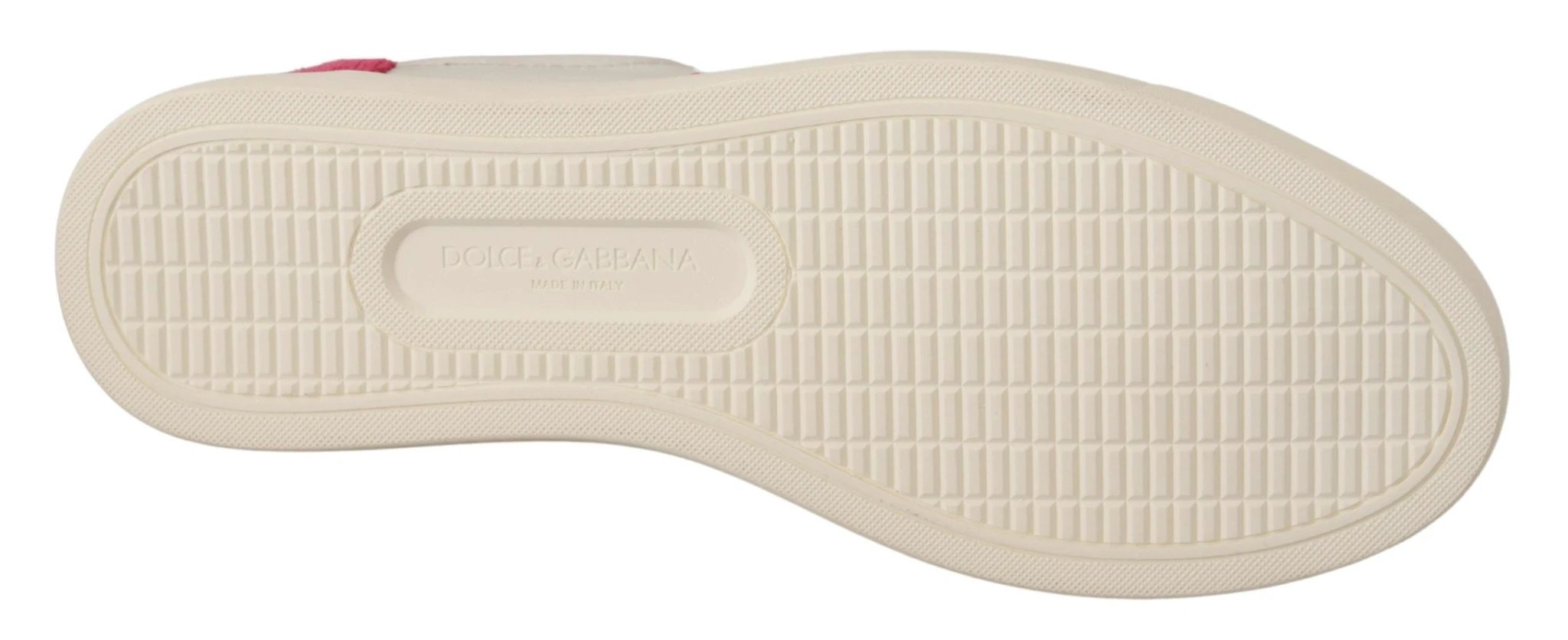 Dolce & Gabbana White Pink Leather Low Top Sneakers Womens Shoes by Dolce & Gabbana