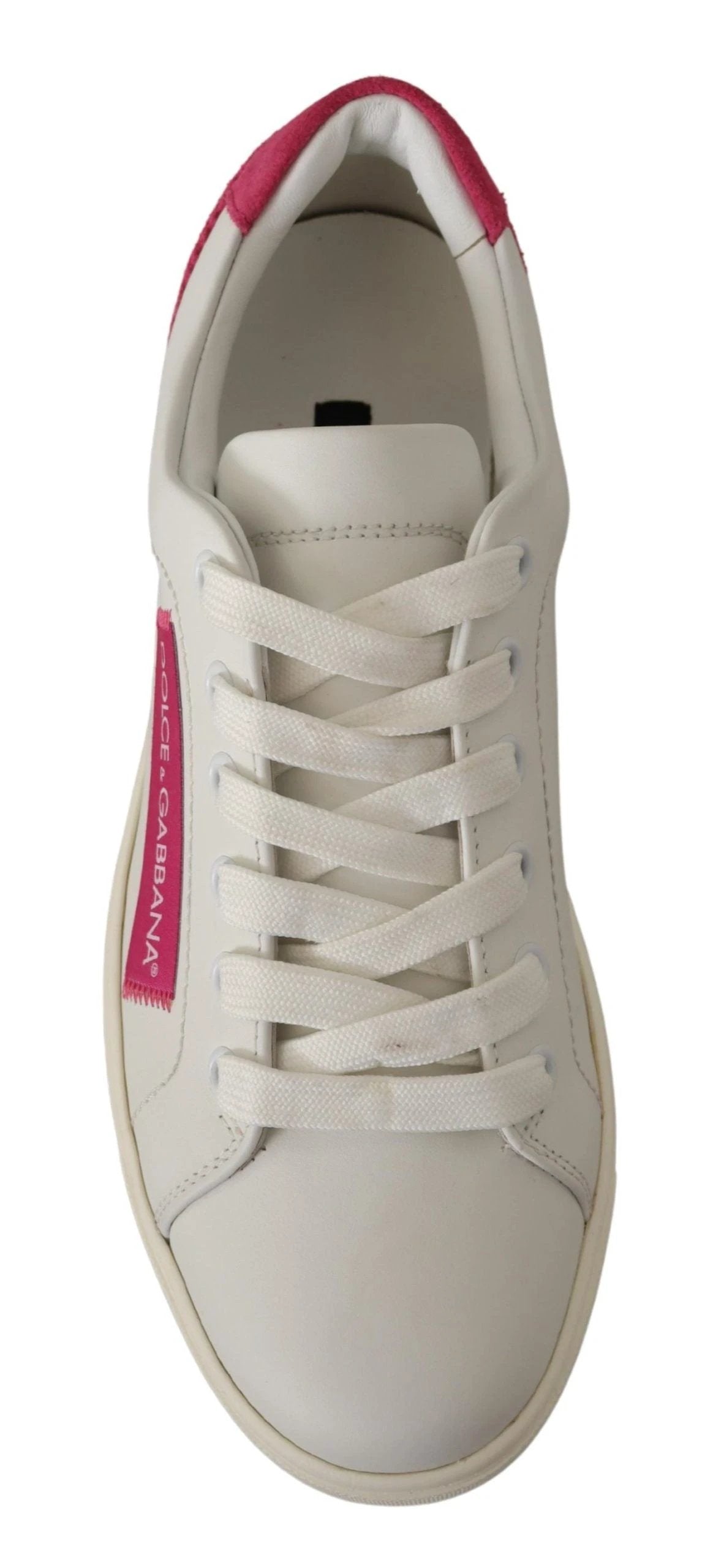 Dolce & Gabbana White Pink Leather Low Top Sneakers Womens Shoes by Dolce & Gabbana