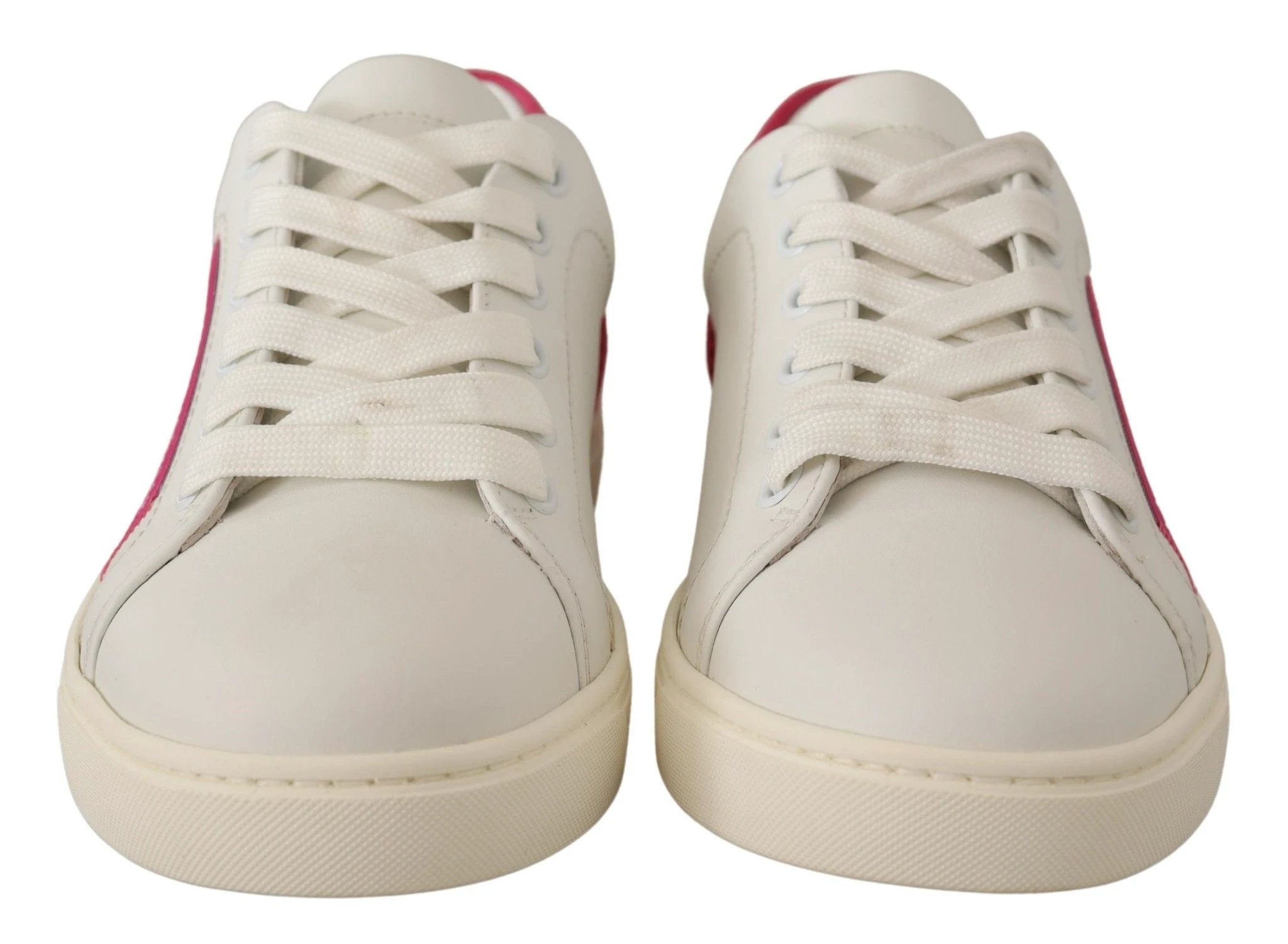 Dolce & Gabbana White Pink Leather Low Top Sneakers Womens Shoes by Dolce & Gabbana