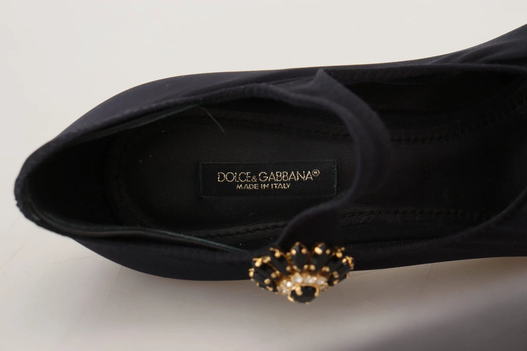 Dolce & Gabbana Black Socks Stretch Crystal Pumps Shoes by Dolce & Gabbana