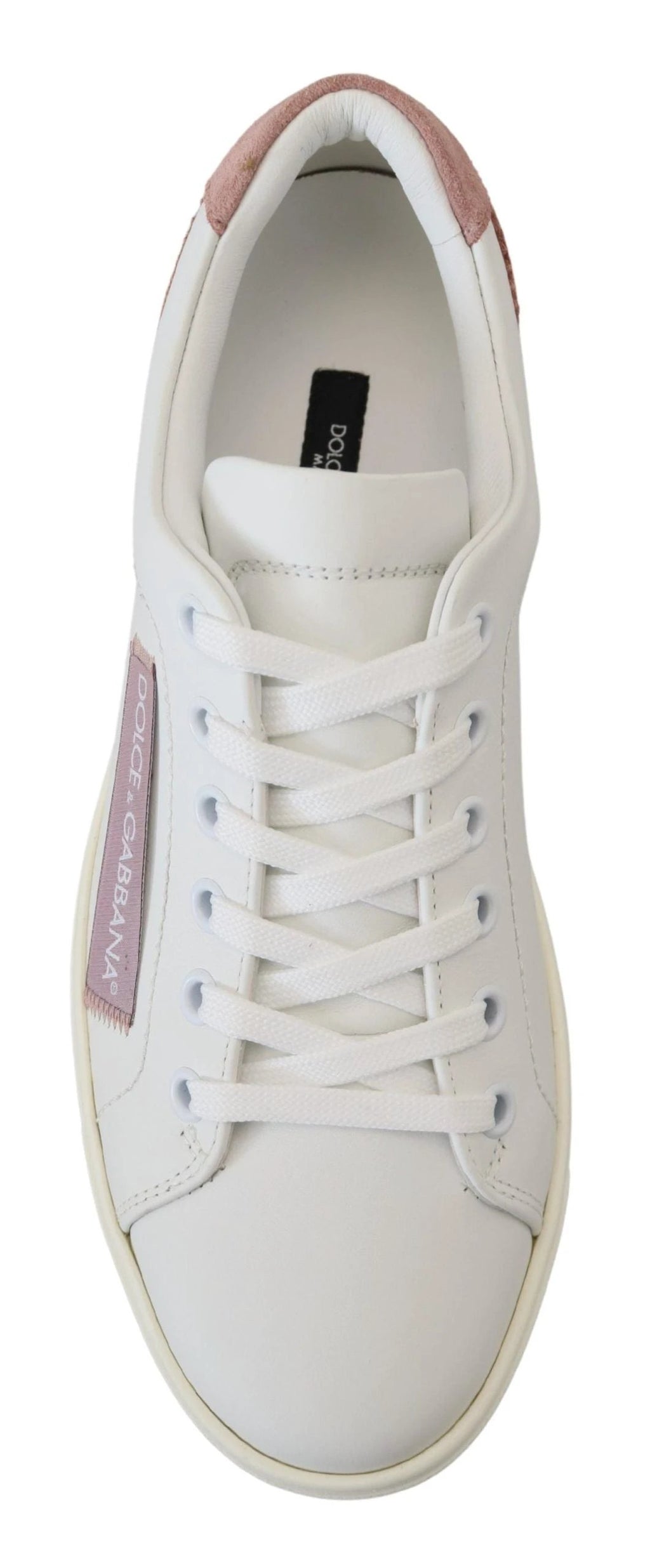 Dolce & Gabbana White Pink Leather Low Top Sneakers Shoes by Dolce & Gabbana