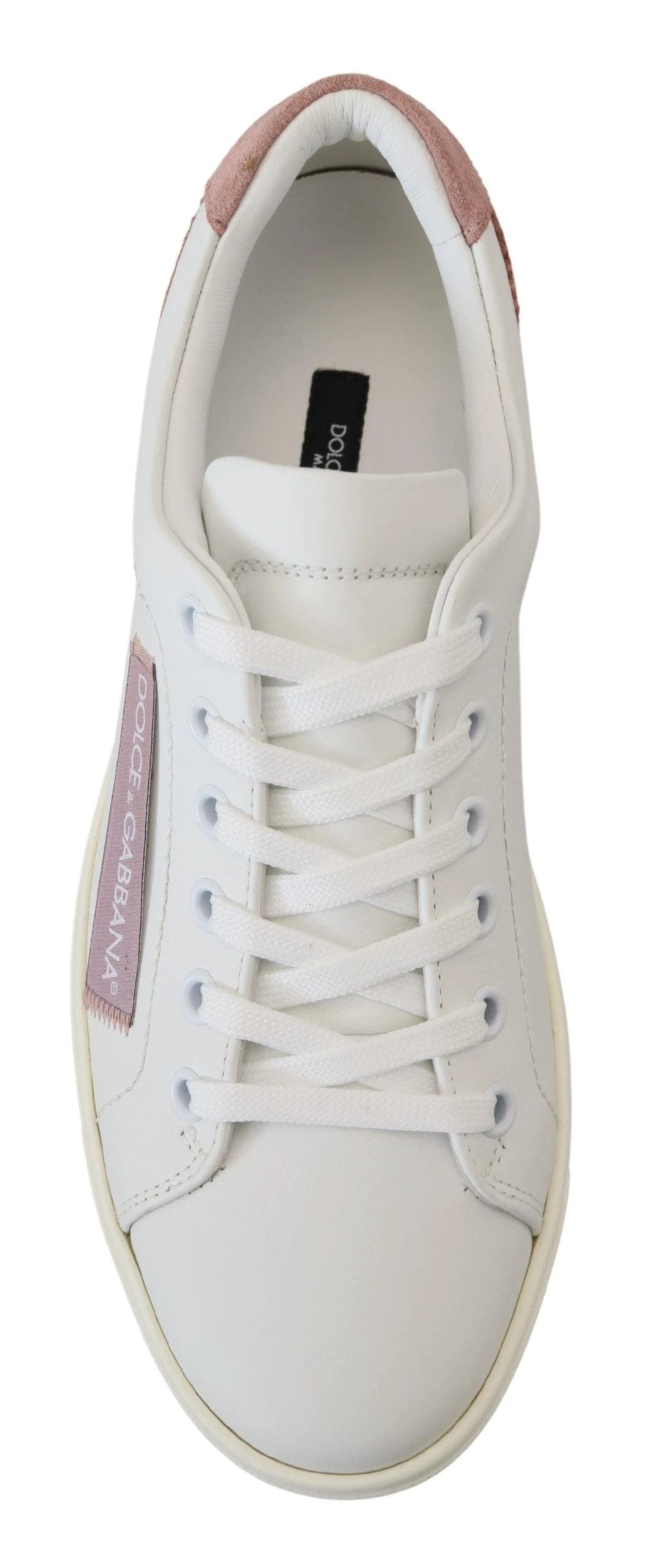 Dolce & Gabbana White Pink Leather Low Top Sneakers Shoes by Dolce & Gabbana