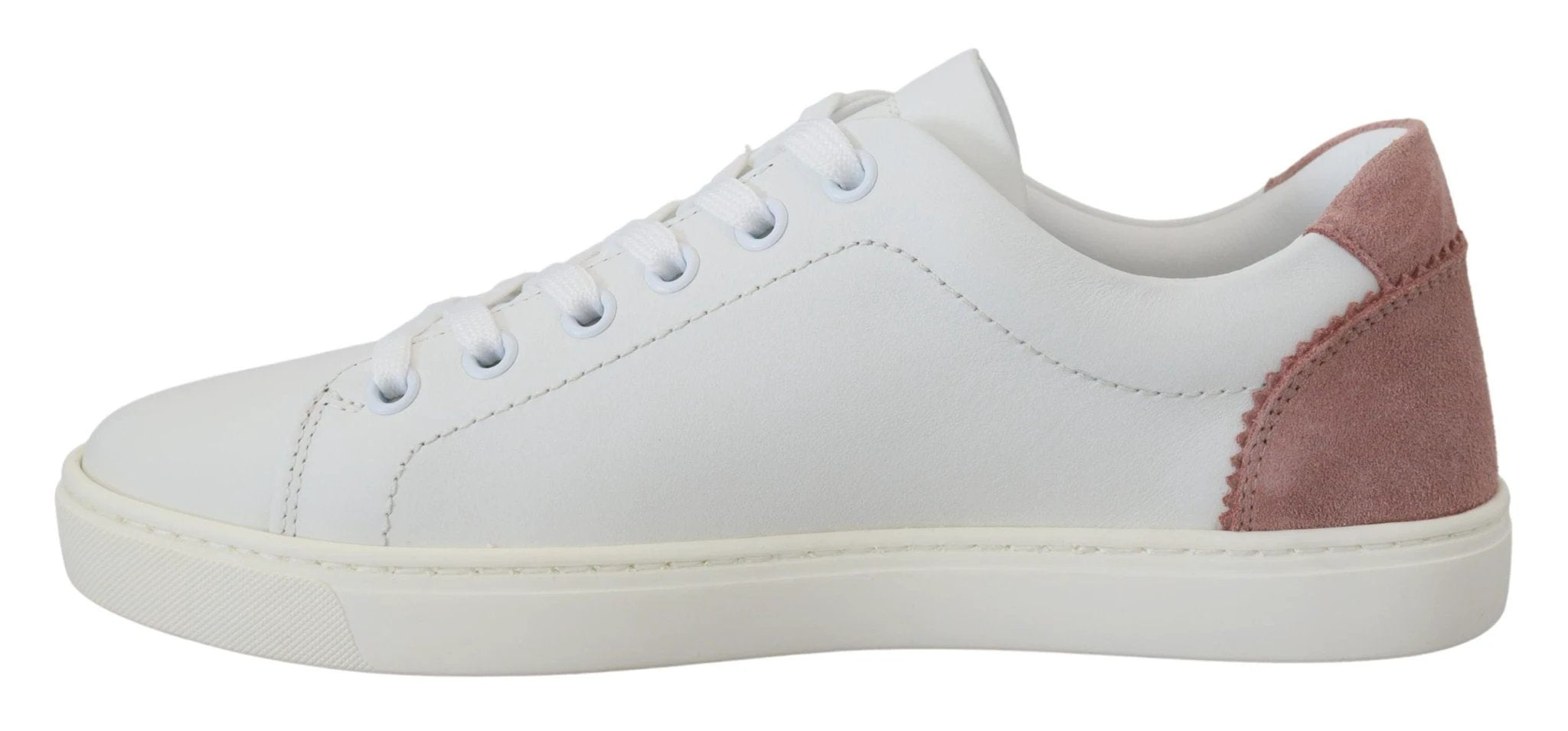Dolce & Gabbana White Pink Leather Low Top Sneakers Shoes by Dolce & Gabbana