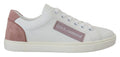 Dolce & Gabbana White Pink Leather Low Top Sneakers Shoes by Dolce & Gabbana