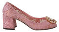 Dolce & Gabbana Pink Taormina Lace Crystal Pumps Pastel Shoes by Dolce & Gabbana