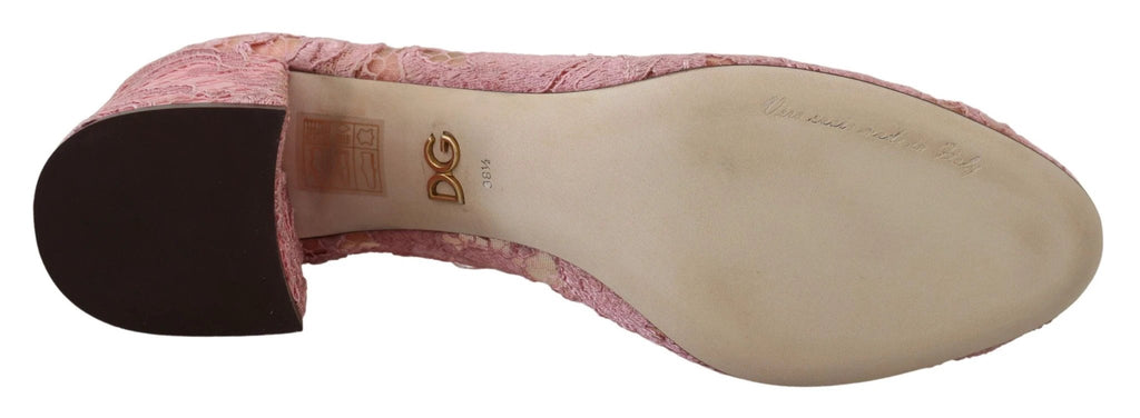 Dolce & Gabbana Pink Taormina Lace Crystal Pumps Pastel Shoes by Dolce & Gabbana
