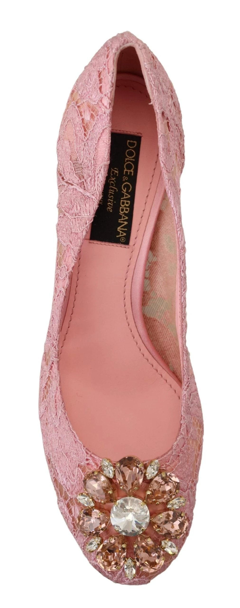 Dolce & Gabbana Pink Taormina Lace Crystal Pumps Pastel Shoes by Dolce & Gabbana