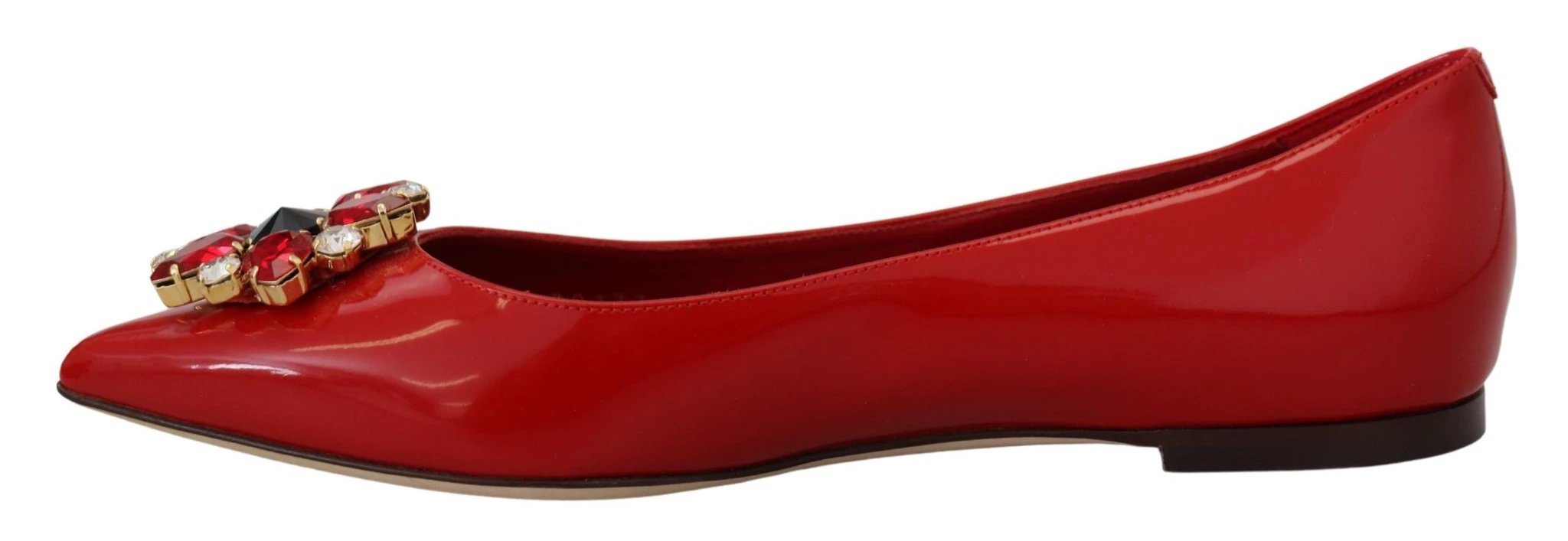 Dolce & Gabbana Red Leather Crystals Loafers Flats Shoes by Dolce & Gabbana