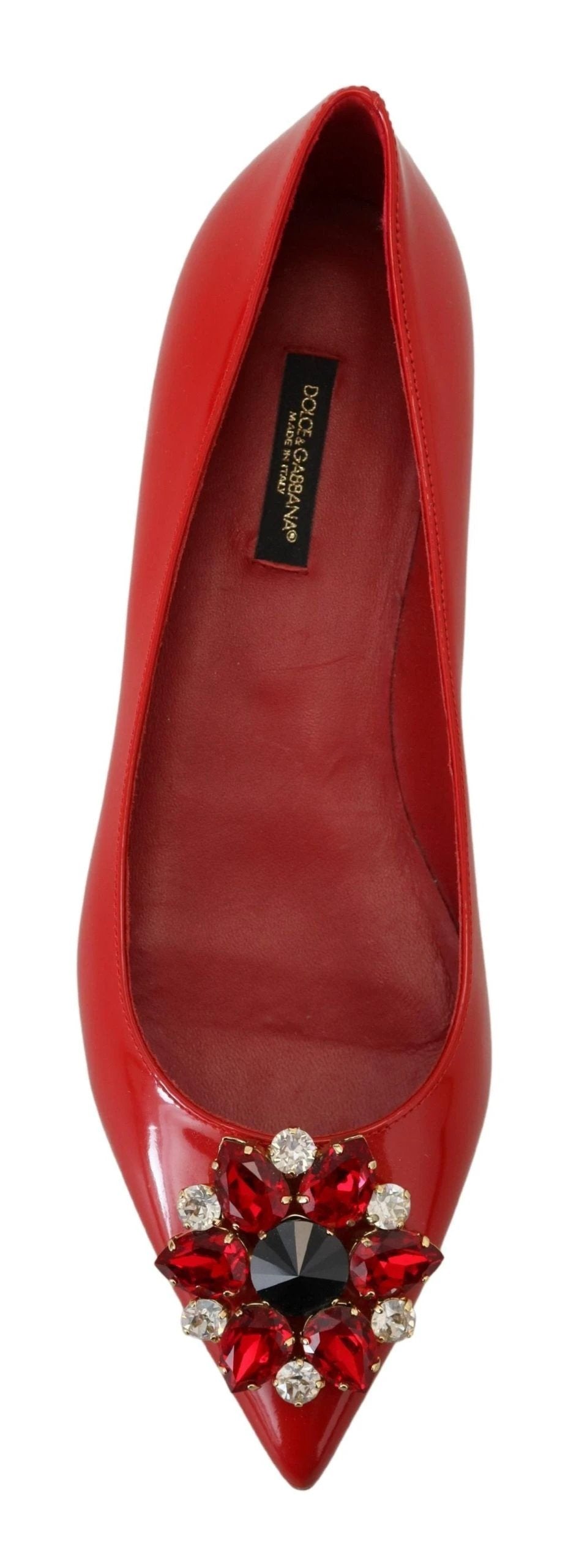 Dolce & Gabbana Red Leather Crystals Loafers Flats Shoes by Dolce & Gabbana