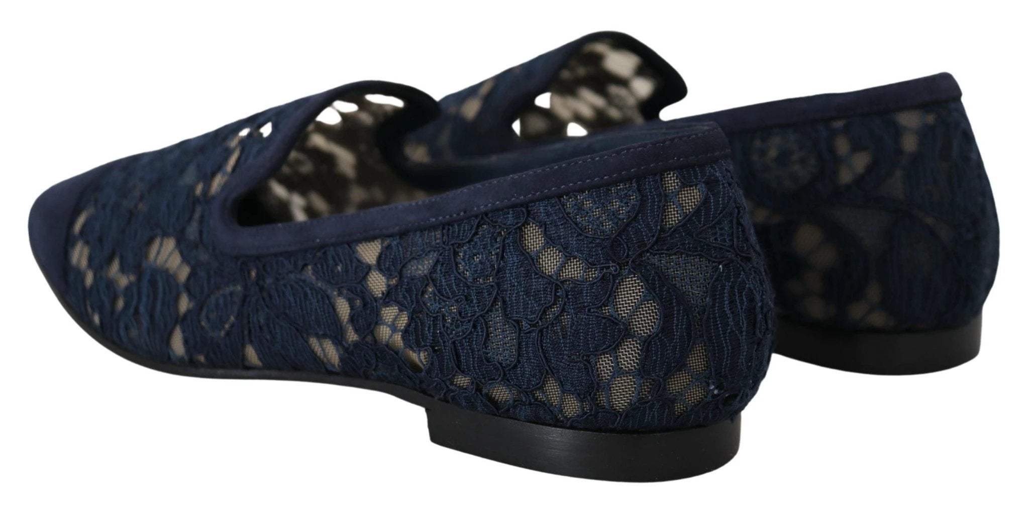 Dolce & Gabbana Blue Floral Lace Slip Ons Loafers Flats Shoes by Dolce & Gabbana