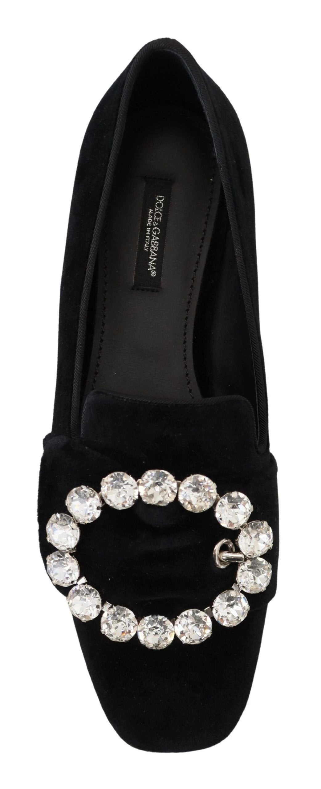 Dolce & Gabbana Black Velvet Crystals Loafers Flats Shoes by Dolce & Gabbana
