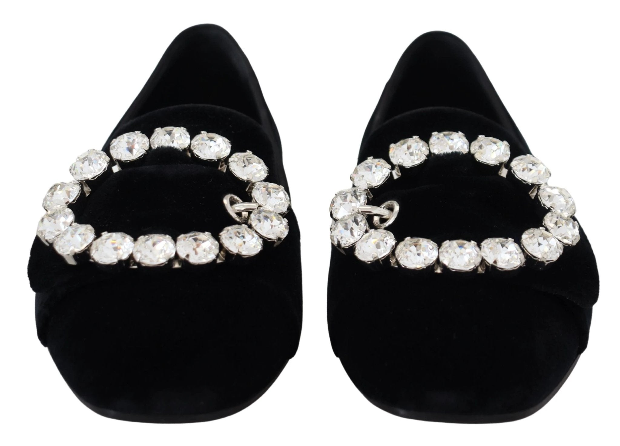 Dolce & Gabbana Black Velvet Crystals Loafers Flats Shoes by Dolce & Gabbana
