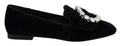 Dolce & Gabbana Black Velvet Crystals Loafers Flats Shoes by Dolce & Gabbana