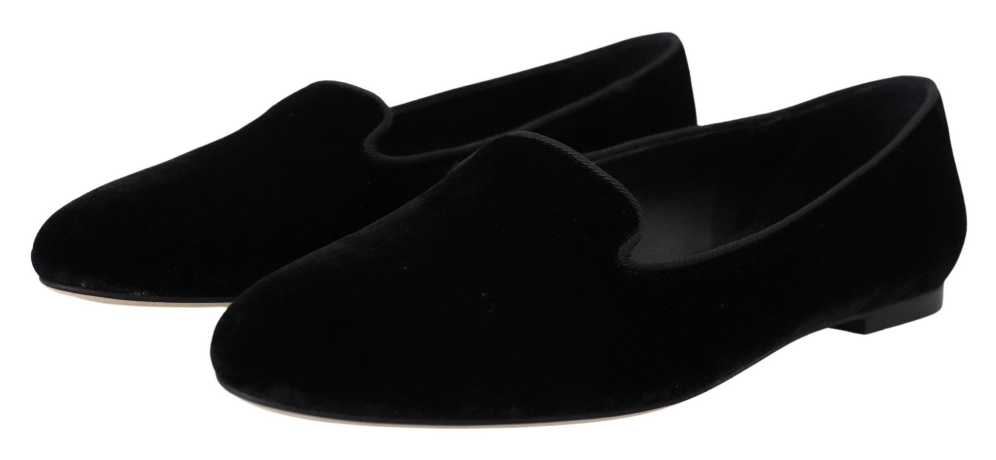 Dolce & Gabbana Black Velvet Slip Ons Loafers Flats Shoes by Dolce & Gabbana