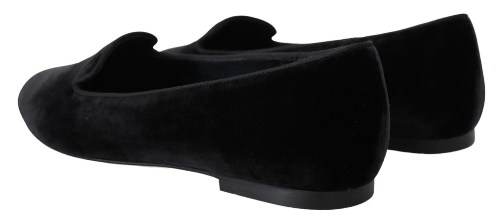 Dolce & Gabbana Black Velvet Slip Ons Loafers Flats Shoes by Dolce & Gabbana