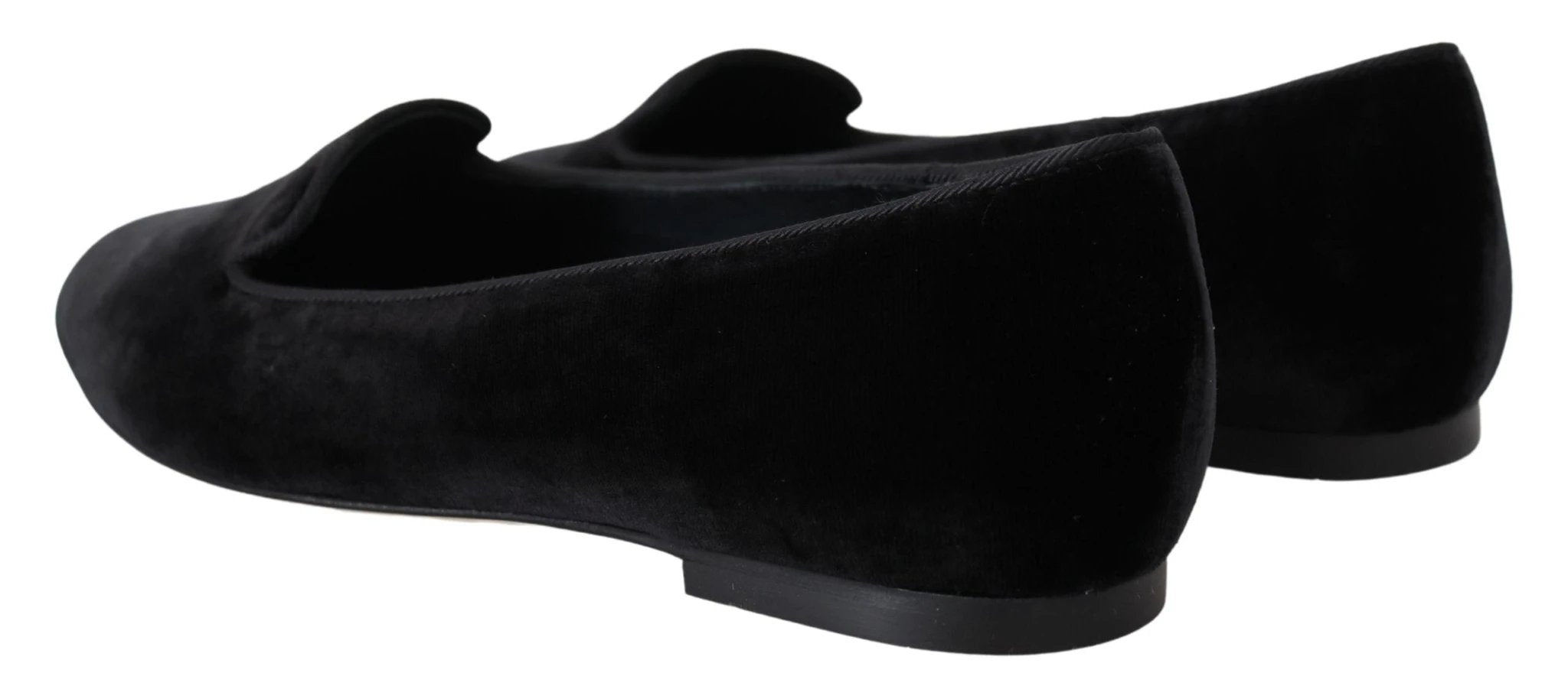 Dolce & Gabbana Black Velvet Slip Ons Loafers Flats Shoes by Dolce & Gabbana