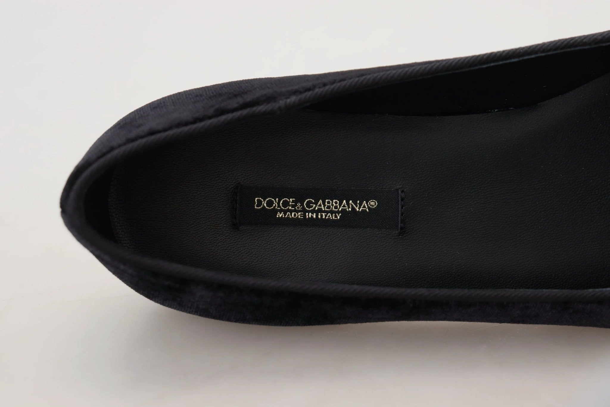 Dolce & Gabbana Black Velvet Slip Ons Loafers Flats Shoes by Dolce & Gabbana