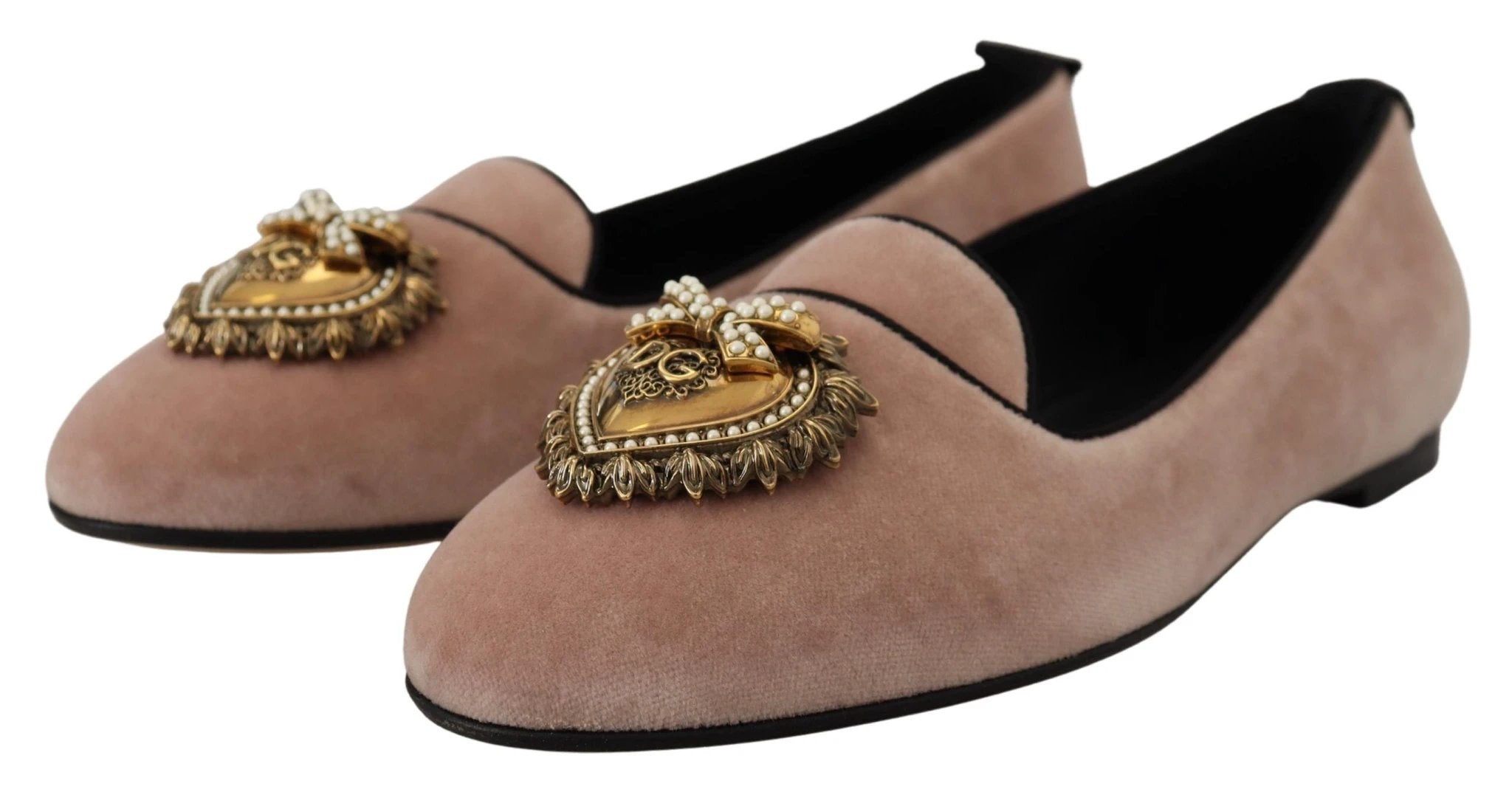 Dolce & Gabbana Pink Velvet Slip Ons Loafers Flats Shoes by Dolce & Gabbana