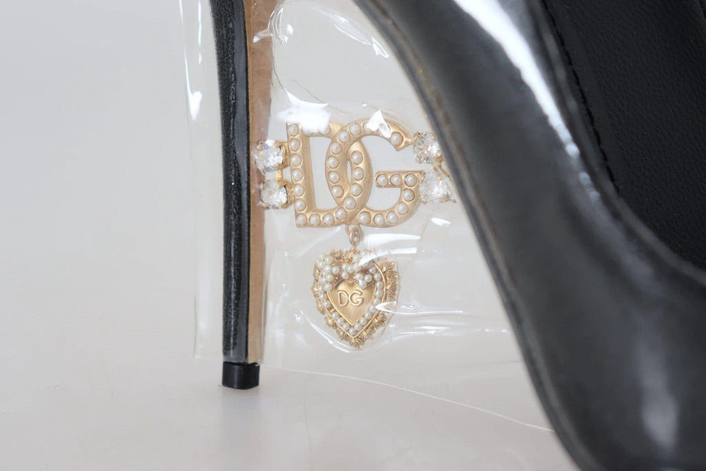 Dolce & Gabbana Black Leather Heels Pumps Plastic Wrapped Shoes by Dolce & Gabbana