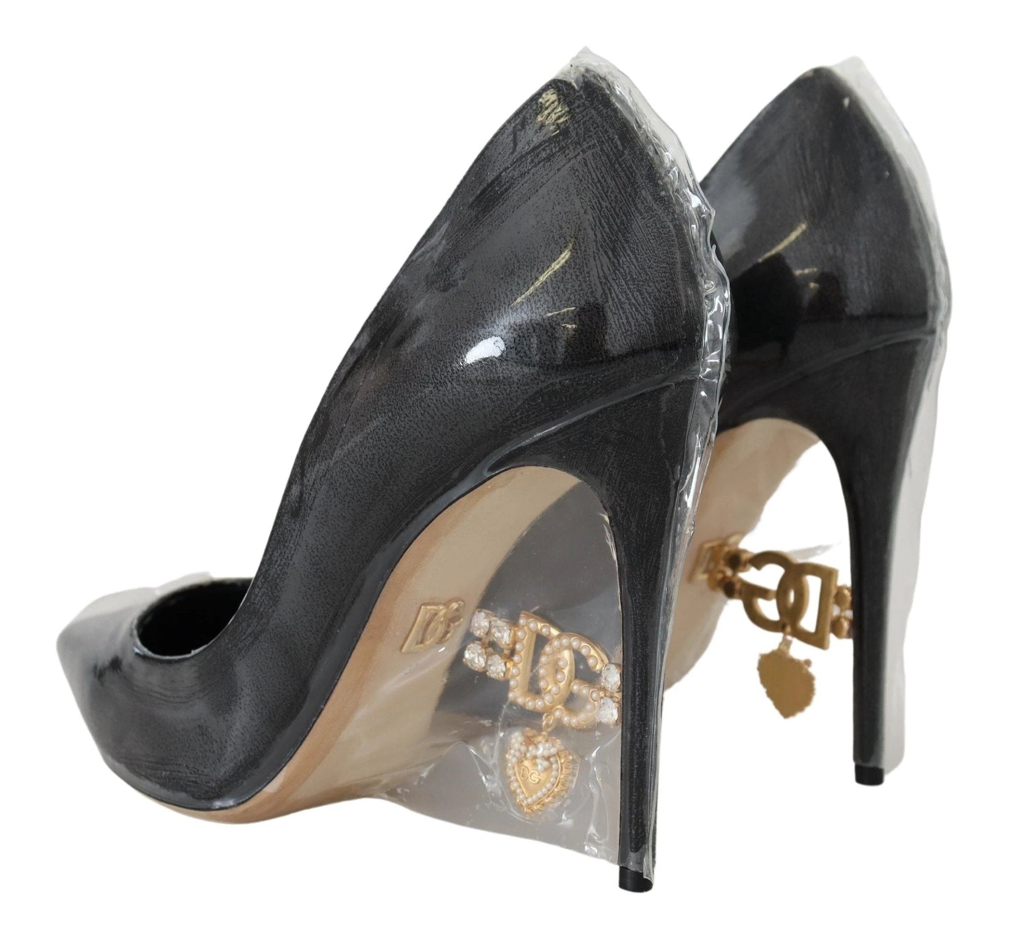 Dolce & Gabbana Black Leather Heels Pumps Plastic Wrapped Shoes by Dolce & Gabbana