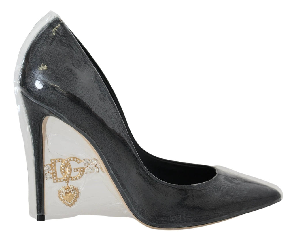 Dolce & Gabbana Black Leather Heels Pumps Plastic Wrapped Shoes by Dolce & Gabbana