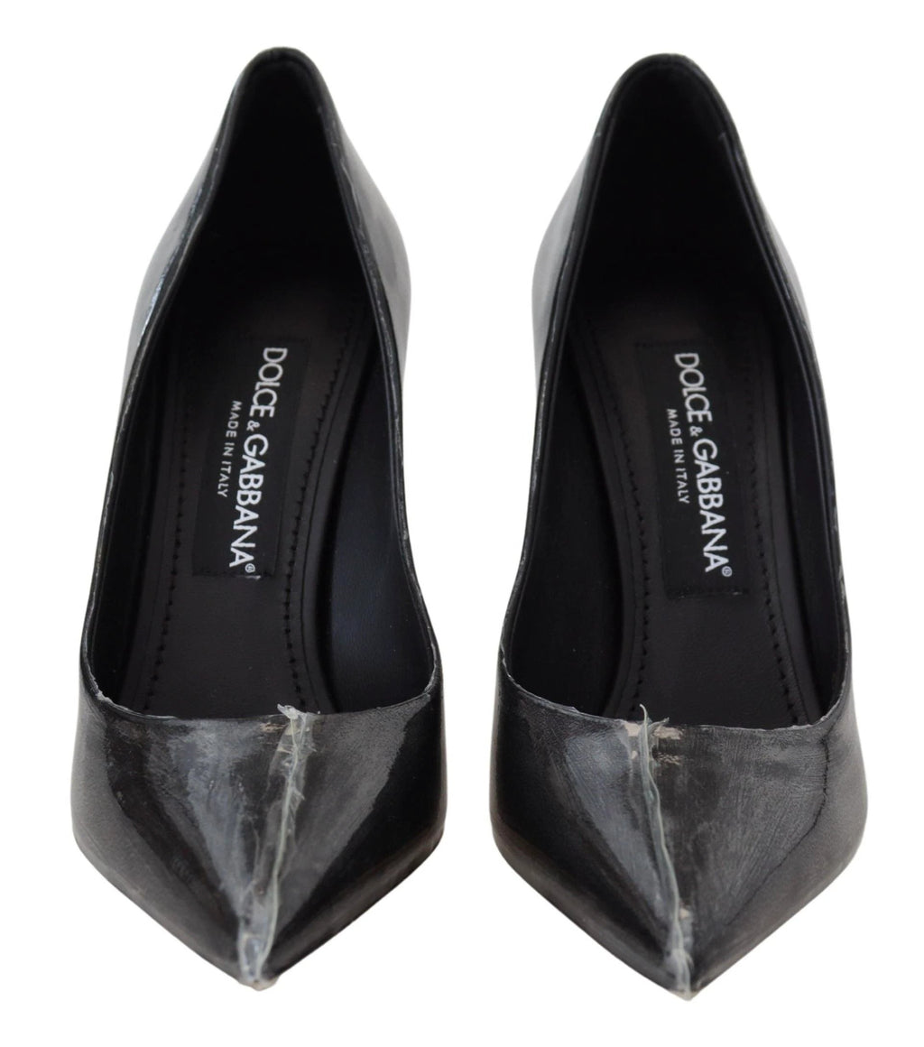 Dolce & Gabbana Black Leather Heels Pumps Plastic Wrapped Shoes by Dolce & Gabbana