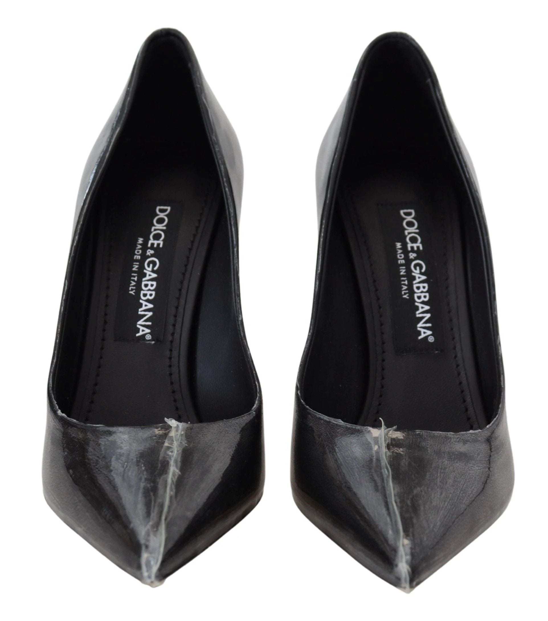 Dolce & Gabbana Black Leather Heels Pumps Plastic Wrapped Shoes by Dolce & Gabbana
