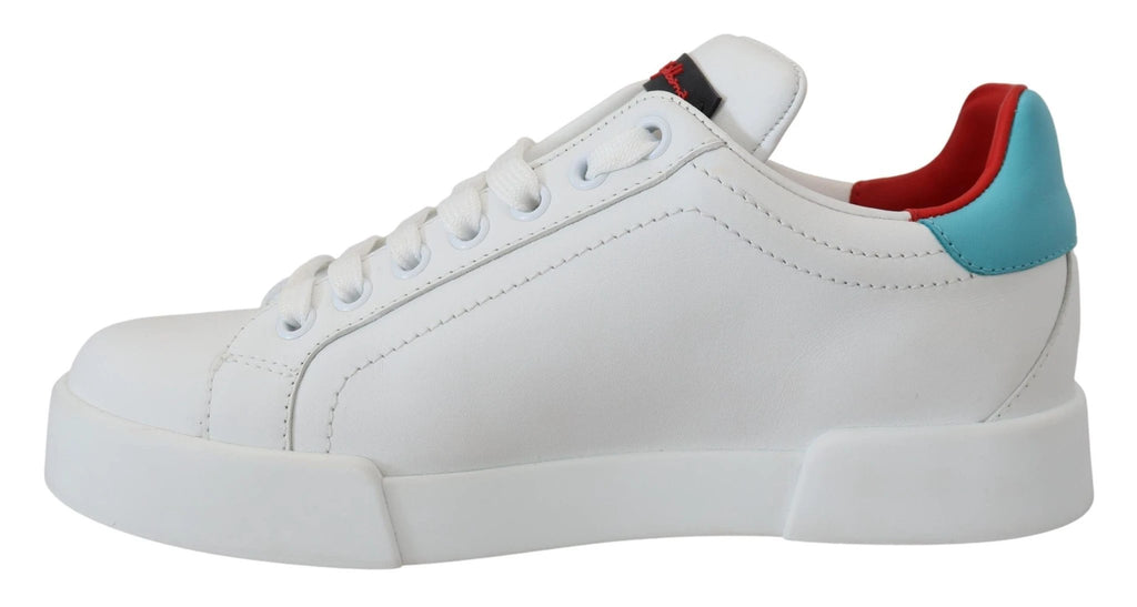Dolce & Gabbana White Leather Sneaker Portofino Logo Heart Shoes by Dolce & Gabbana