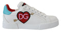 Dolce & Gabbana White Leather Sneaker Portofino Logo Heart Shoes by Dolce & Gabbana