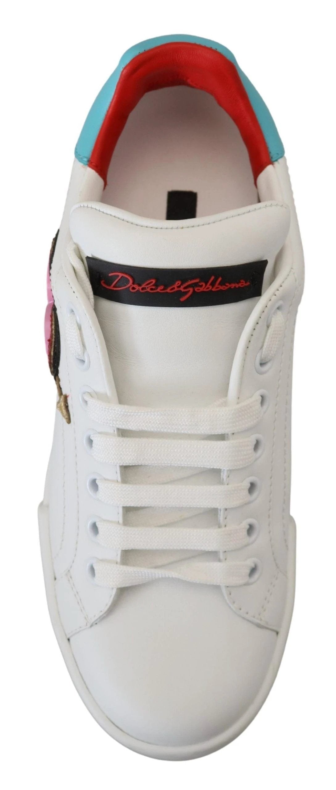 Dolce & Gabbana White Leather Sneaker Portofino Logo Heart Shoes by Dolce & Gabbana