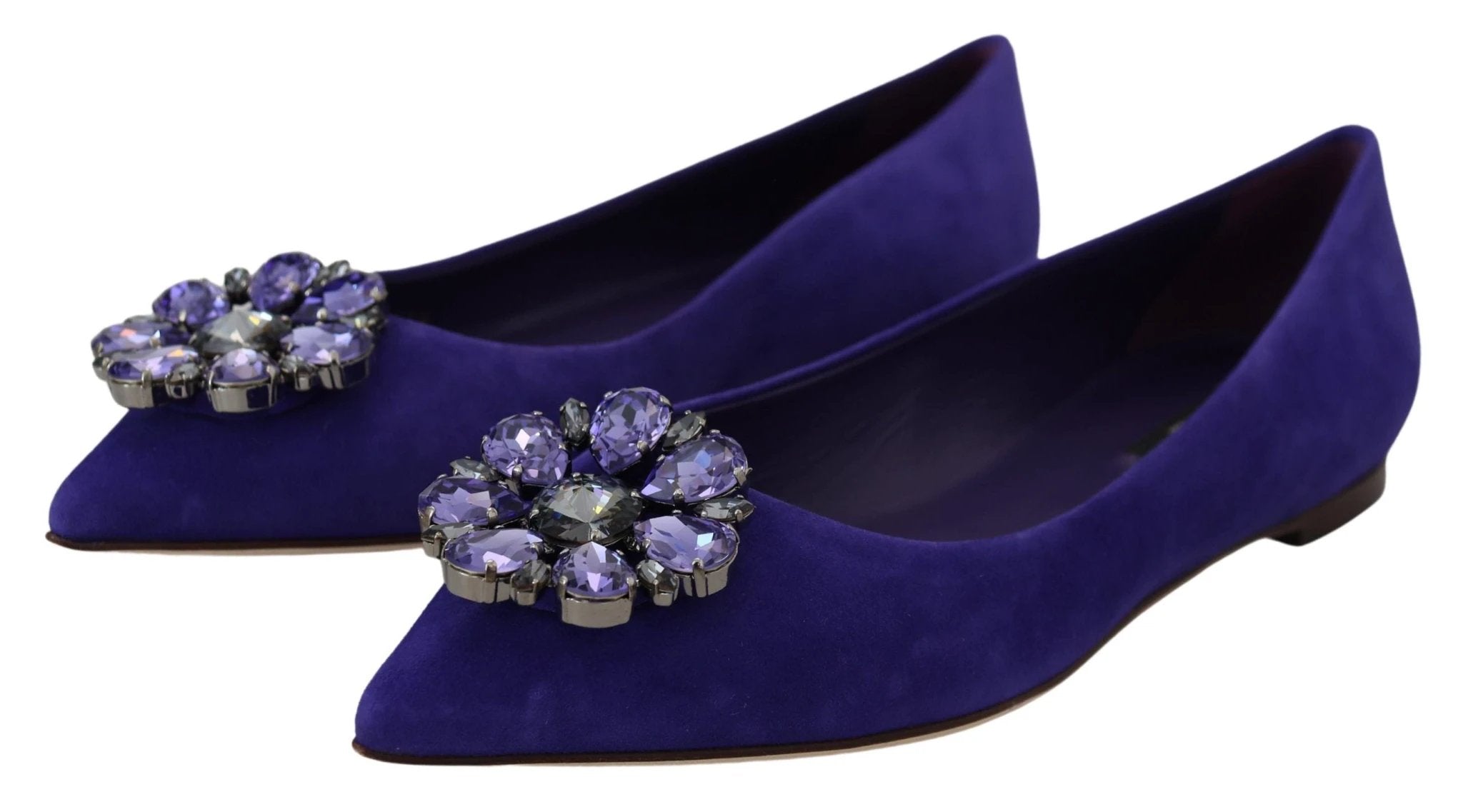 Dolce & Gabbana Purple Suede Crystals Loafers Flats Shoes by Dolce & Gabbana