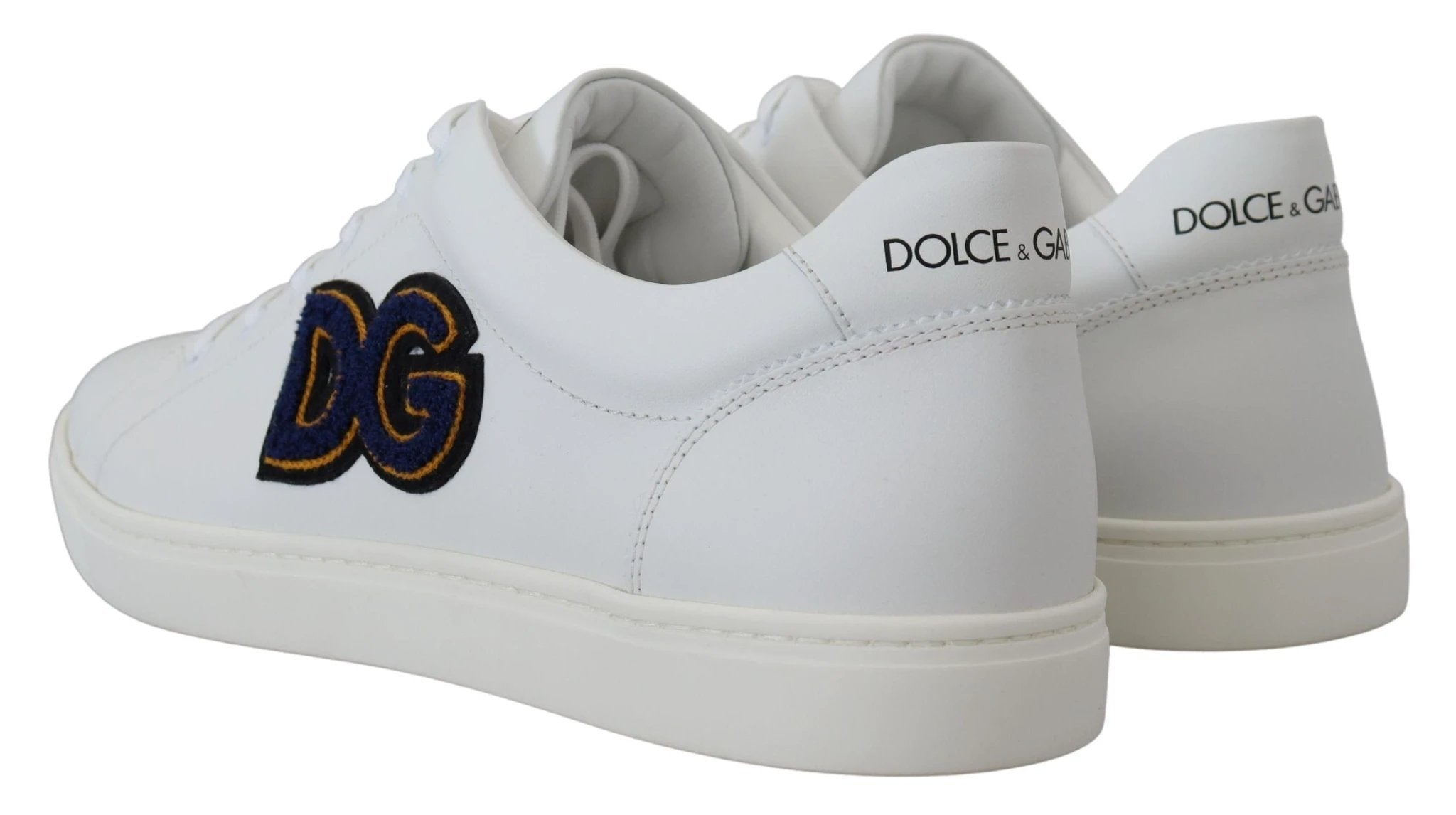 Dolce & Gabbana White Leather DG Logo Casual Sneakers Shoes by Dolce & Gabbana