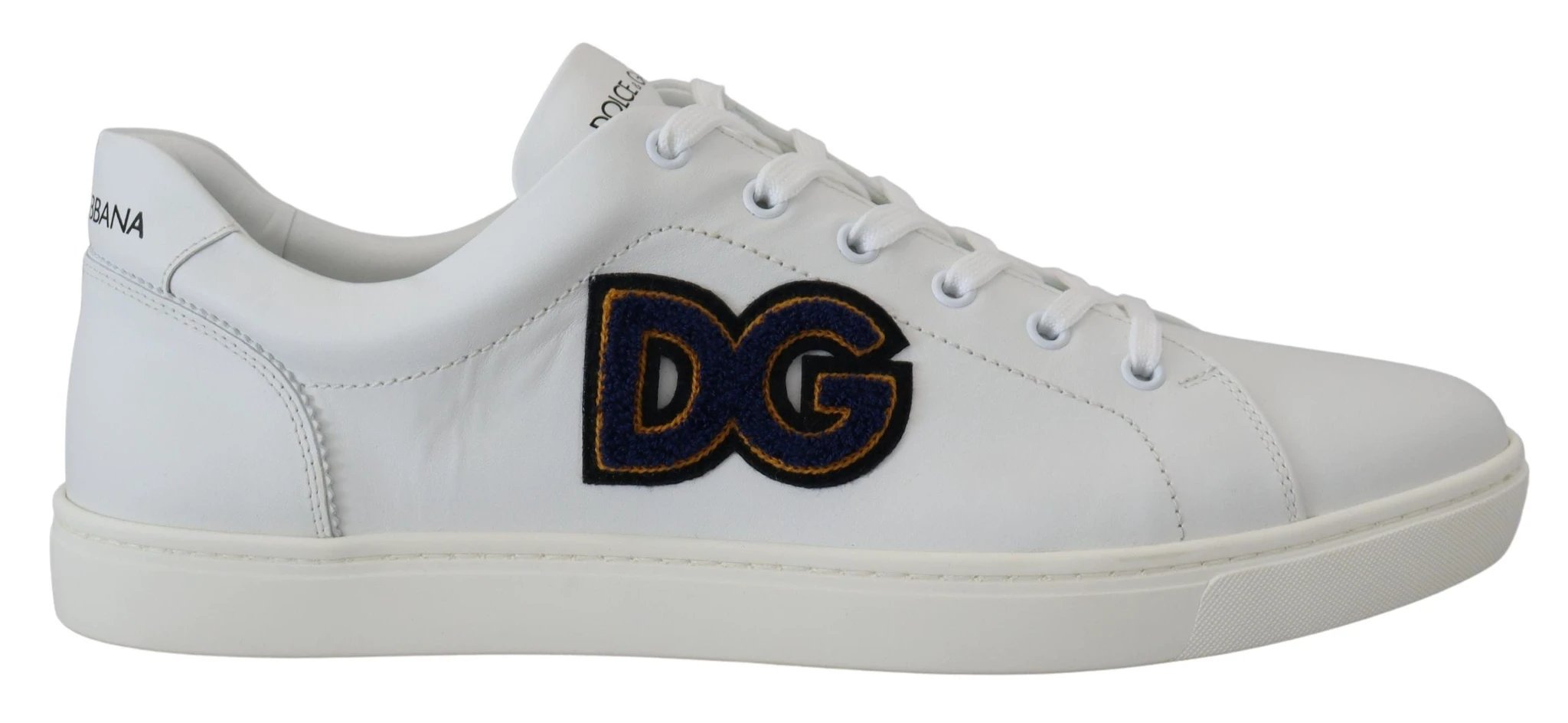 Dolce & Gabbana White Leather DG Logo Casual Sneakers Shoes by Dolce & Gabbana