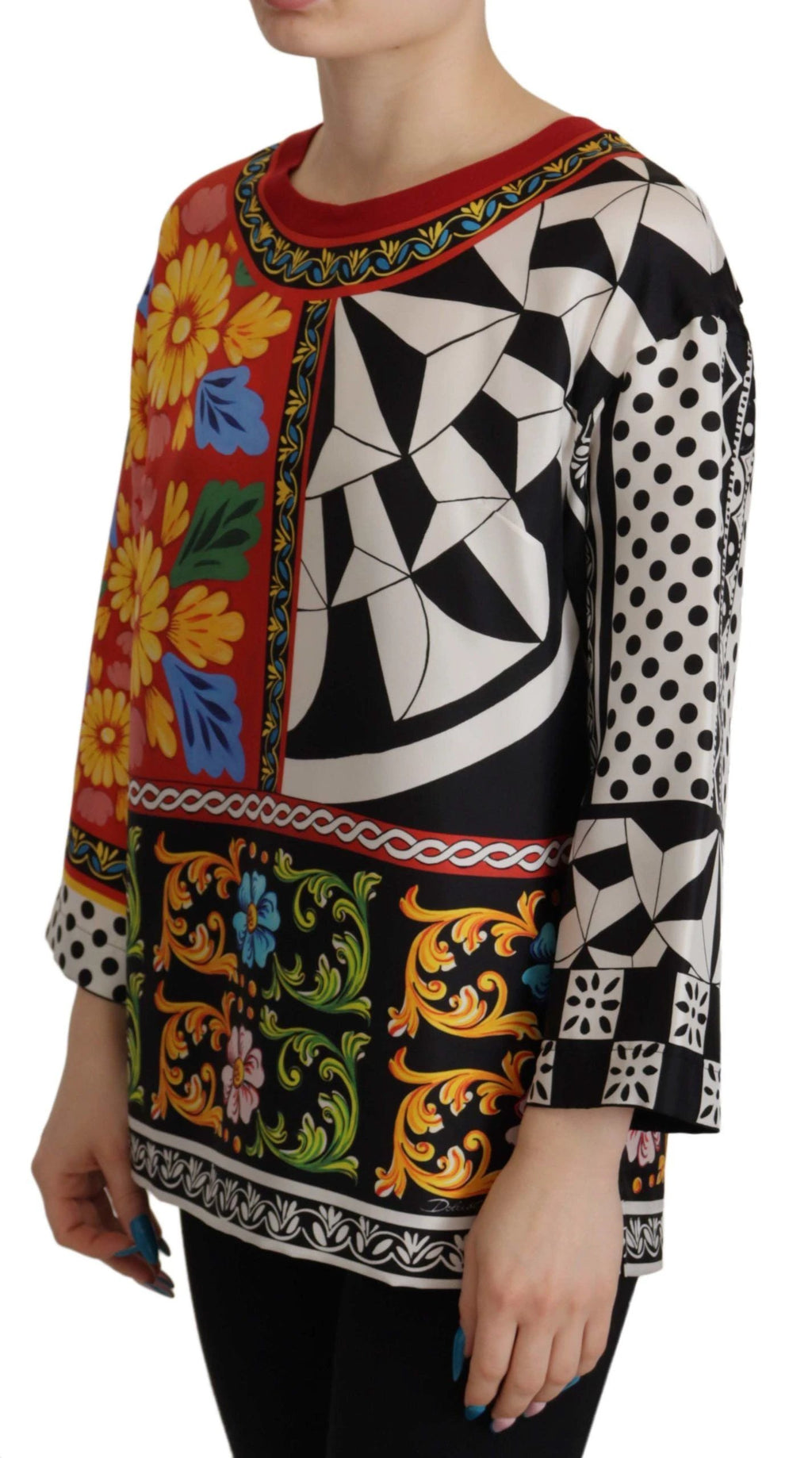 Dolce & Gabbana Multicolor Printed Baroque Loose Long Sleeve by Dolce & Gabbana