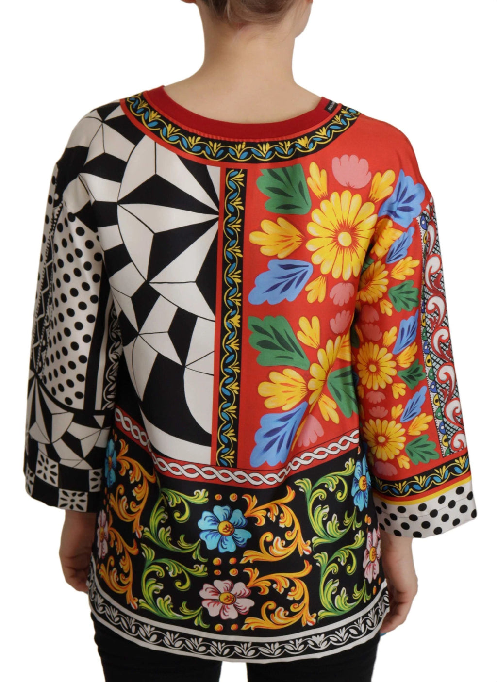 Dolce & Gabbana Multicolor Printed Baroque Loose Long Sleeve by Dolce & Gabbana