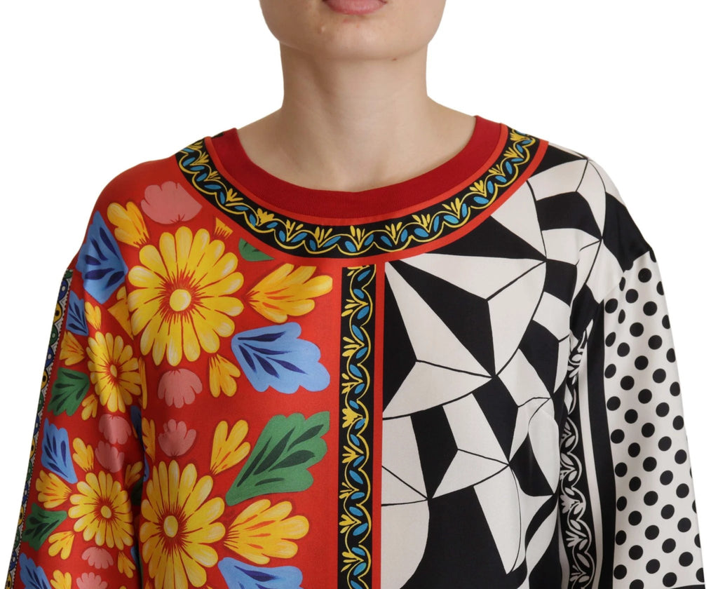 Dolce & Gabbana Multicolor Printed Baroque Loose Long Sleeve by Dolce & Gabbana