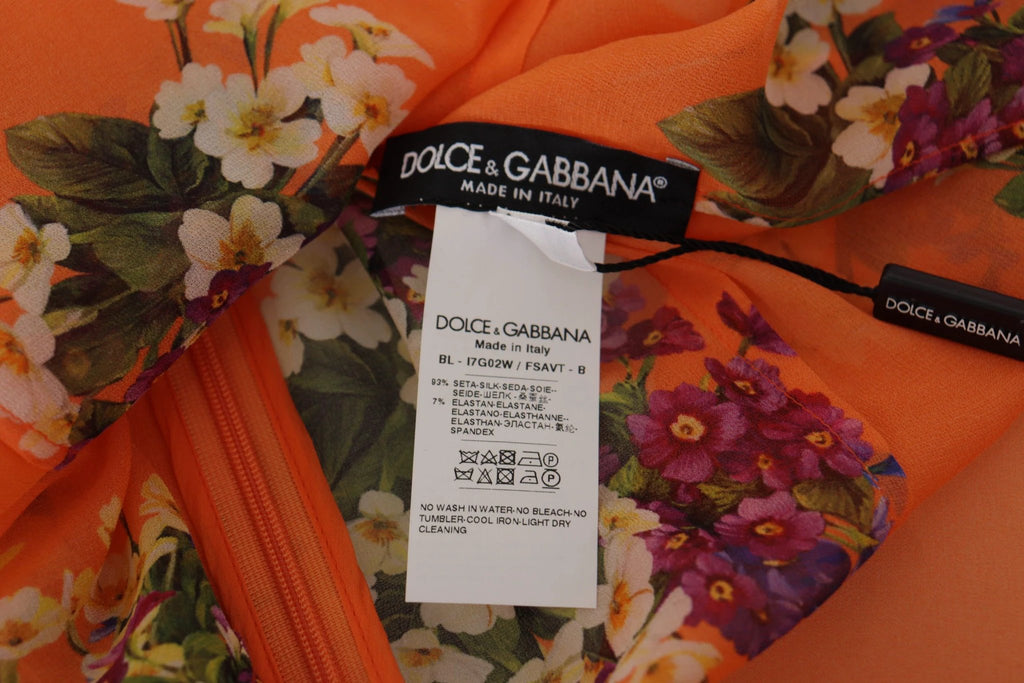 Dolce & Gabbana Orange Floral Print Long Sleeve Blouse by Dolce & Gabbana