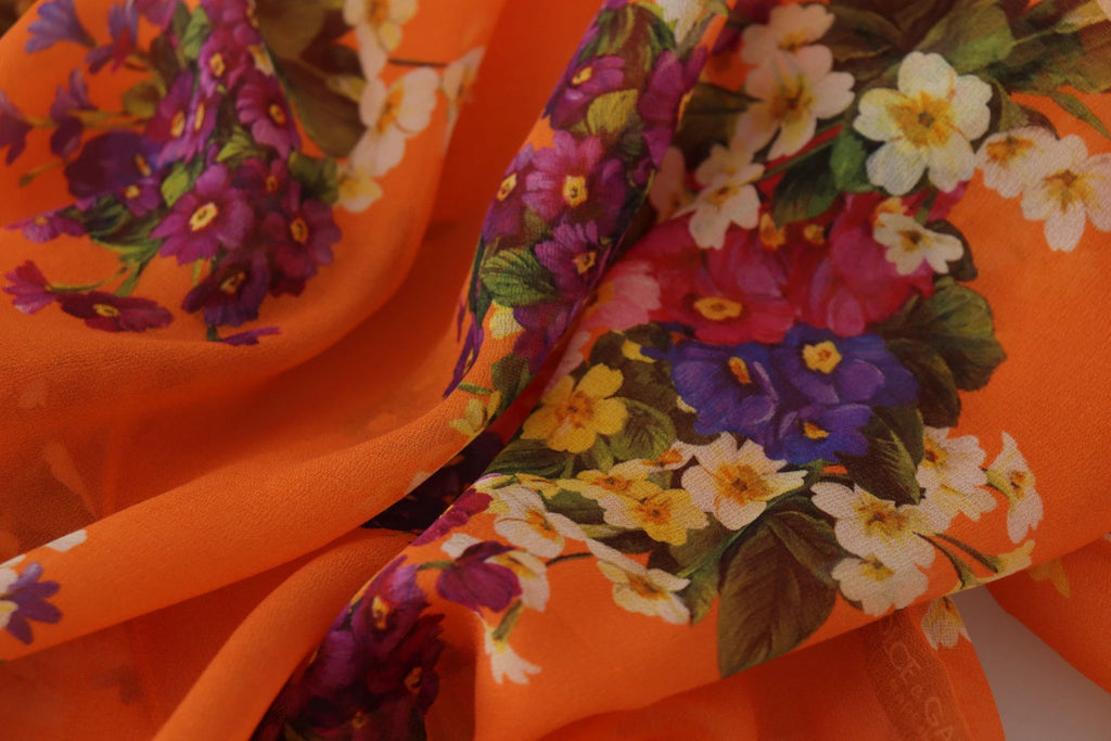 Dolce & Gabbana Orange Floral Print Long Sleeve Blouse by Dolce & Gabbana