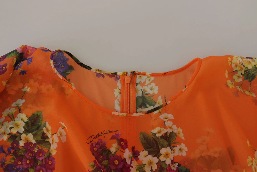 Dolce & Gabbana Orange Floral Print Long Sleeve Blouse by Dolce & Gabbana