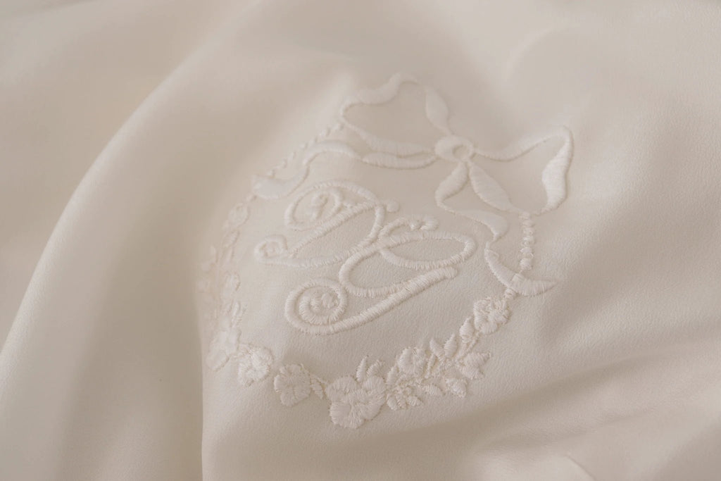 Dolce & Gabbana White Silk DG Logo Embroidered Long Sleeves Blouse by Dolce & Gabbana